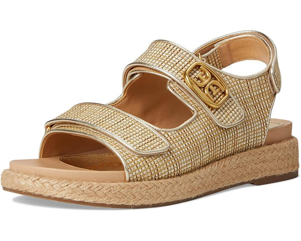 Sam Edelman Arlo Linen Open Toe Velcro Straps Raffia Sport Heeled Light Sandals