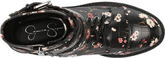 Jessica Simpson Kerina Black Multi Block Heel Lace Up Combat Moto Ankle Boots