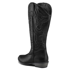 mysoft Women's Wide Calf Pull on Mid Calf Pointed Toe Chunky Heel Western Boots 10W