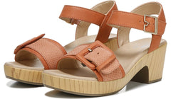 Dr. Scholl's Felicity Clay Ankle Strap Block Heel Open Toe Leather Clog Sandals