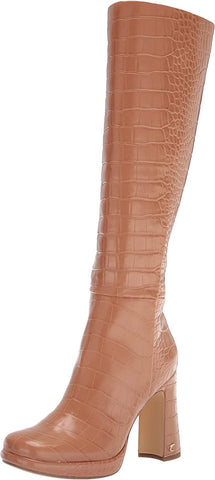 Circus by Sam Edelman Freda Light Brown Croc Print Knee High Side Zip Heel Boots