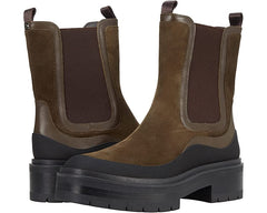 Sam Edelman Lulia Alpine Green Chunky Heel Closed Toe Pull On Ankle Combat Boots