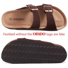 ORADO Platform Suede Soft Cork Footbed Summer Slides Adjustable Buckle Sandals 11