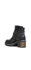 Steve Madden Vanessah Black Buckle Closure Rounded Toe Moto-Inspired Boots