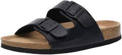 Cushionaire ladies slip on sandals adjustable buckles
