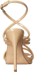 Nine West Lexy 3 Light Natural Rounded Open Toe Buckle Stiletto Heeled Sandals