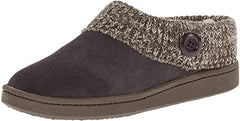 Clarks Grey Knitted Collar Winter Clog Rounded Closed Toe Slipper-Wide