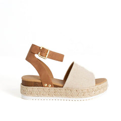 Soda Topic Open Toe  Ankle Strap Sandals, Beige Tan (6, Beige Tan)