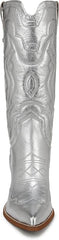Sam Edelman James Silver Wide Calf Pointed Toe Stacked Block Heel Western Boots