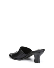 Sam Edelman Aida Black Rounded Open Toe Slip On Block Heel Leather Dress Mules