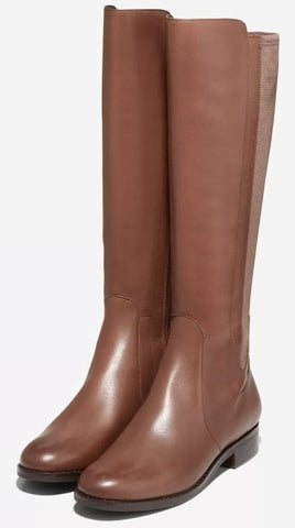 Cole Haan Noelle Chainstitch Leather/Stretch Rounded Toe Knee High Boots