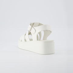 CUSHIONAIRE Poppy White Fashion fisherman platform sandal with +Memory Foam 10
