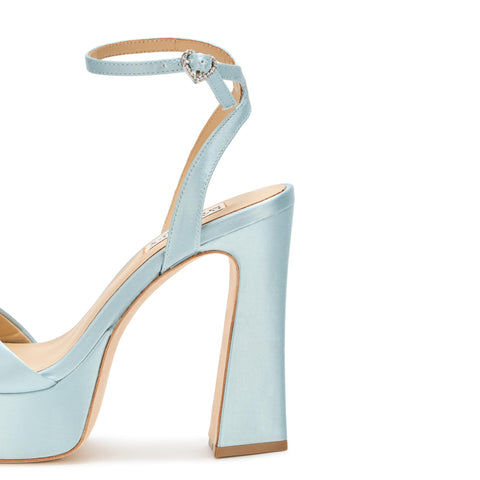 Badgley Mischka CAIA Mist Blue Fashion Buckle Open Toe Platform Heeled Sandals 6
