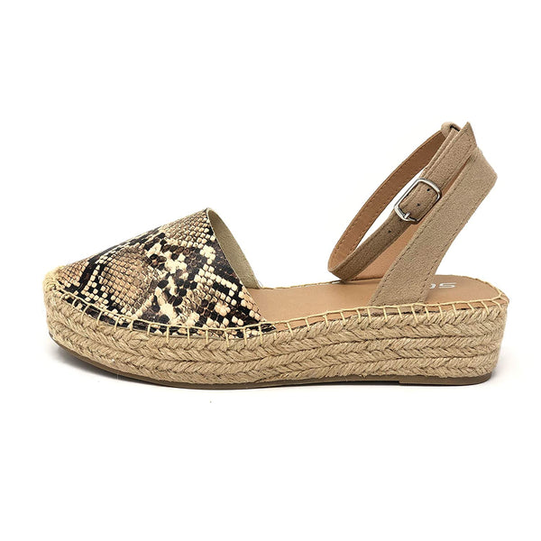 Soda Womens Ankle Wrap Espadrille Flat D'Orsay Sandal Topic Snake