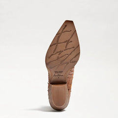 Sam Edelman Blair Cuoio Stacked Heel Pointed Toe Leather Woven Western Boots