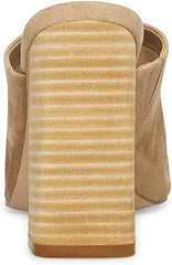 Steve Madden Lexia Tan Suede Slip On Squared Open Toe Chunky Heeled Sandals