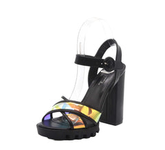Cape Robbin Speechless Black Lug Sole Clear Strap Open Toe Platform Sandals