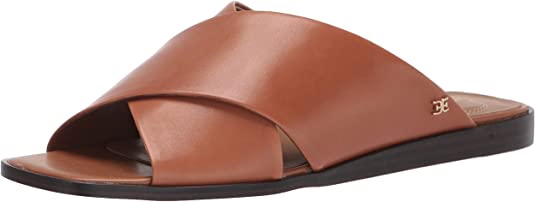Sam Edelman Idina Saddle Synthetic Crisscrossing Straps Sole Slip-On Flat Sandal