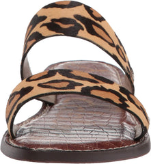 Sam Edelman Gala New Nude Leopard Slide Open Toe Two Piece Flat Slip On Sandals