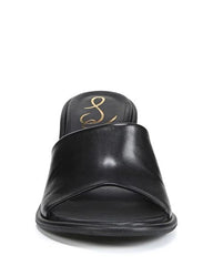 Sam Edelman Aida Black Rounded Open Toe Slip On Block Heel Leather Dress Mules
