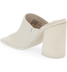 Steve Madden Decoded Bone White Pearl Open Toe Block Heeled Mule Slip On Sandal
