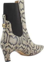 Sam Edelman Margo Roccia Python Pull On Pointed Toe Kitten Heeled Ankle Booties