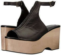 Kelsi Dagger Brooklyn Black Mule Ankle Buckle Open Toe Platform Heeled Sandals