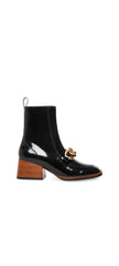 Steve Madden Loreen Mid-calf Shaft Chunky Gold Detail Heel Ankle Booties Black