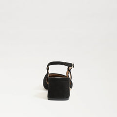 Sam Edelman Tarra Black Suede Almond Toe Block Heel Slingback Heeled Sandals