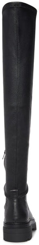 Steve Madden Industry Black Pull On Rounded Close Toe Over The Knee Fashion Boot