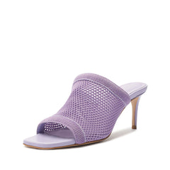 Schutz Sinara Smoky Grape Wide Strap Slip On Open Toe Stiletto Mid Heel Sandals