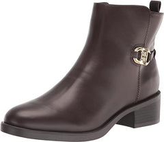 Tommy Hilfiger Imiera Dark Brown Round Toe Pull On Zip Closure Ankle Boots