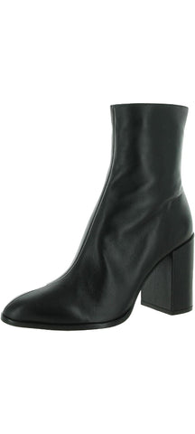 Steve Madden Trudy Black Leather Low Platform Block Heeled Ankle Booties