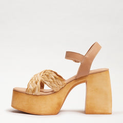 Sam Edelman Suzannah Tan Multi Ankle Strap Open Toe Block Heel Platform Sandals
