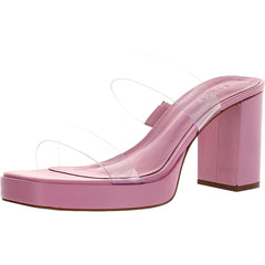 Schutz Platform Pink Open Toe Translucent Straps Block High Heel Sandals