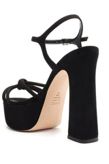 Schutz Picca Black Platform Sandals Suede Ankle Strap Open Toe Chunky Heel Pumps