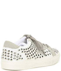 Steve Madden Turner-s Lace Up Cushioned Studs Embellished  Sneakers White/Stud