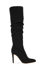 BCBGeneration Himani Black Suede Fashion Zip Stiletto Pointed Toe Knee High Boots
