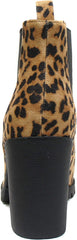 Soda Glove Chelsea Camel Leopard Chunky Lug Sole Elastic Gore Ankle Boots