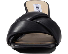 Steve Madden Latta Black Slip On Squared Open Toe X Strap Designed Heeled Sandal