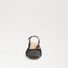 Sam Edelman Tarra Black Suede Almond Toe Block Heel Slingback Heeled Sandals