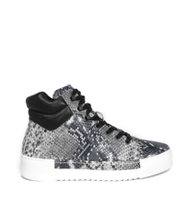 Cecelia New York Silow Leather Platform High Top Sneaker Black/White Snake