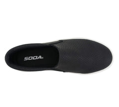 Soda Hike ~ Slip On Double Layer Foam Padded Cushion Sock Fashion Sneakers (7, Black Cobra)
