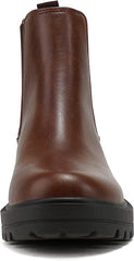 Soda Pilot Dark Tan/Brown  Pull On Round Toe Chunky Platform Block Heel Wide Boots