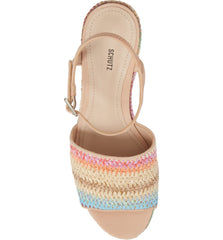 Schutz Ziquiele Multi Color Open Toe Chunky Heel Retro Platform Sandals