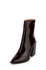 Jeffrey Campbell LA-Siren Boot-Black Patent Leather Pointy Block Heel Bootie