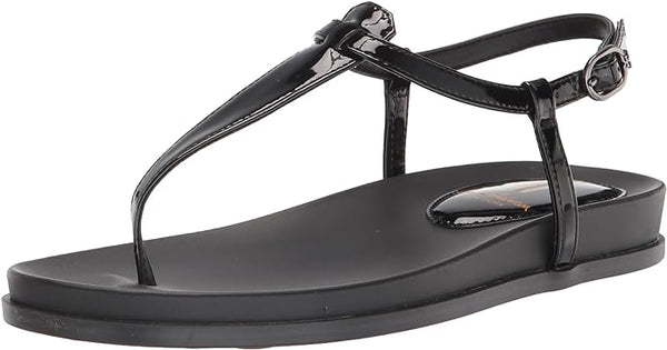 Sam Edelman Naomi Black Patent Slip On Open Toe Adjustable Ankle Straps Sandals