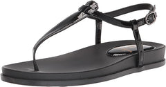 Sam Edelman Naomi Black Patent Slip On Open Toe Adjustable Ankle Straps Sandals