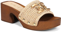 Sam Edelman Francina Natural Platform Slip On Slide Mule Block Heeled Sandals