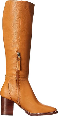 Sam Edelman Elsy Caramel Se Rounded Toe Stacked Block Heeled Knee High Boots